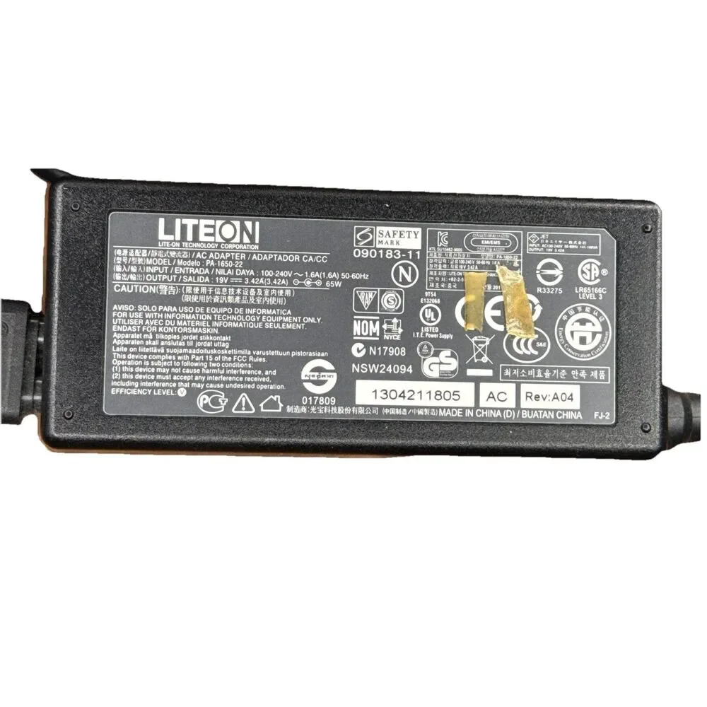Genuine LiteOn for ACER Laptop Charger Power Adapter PA-1650-22 19V 3.42A 65W